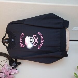 DOLLSKILL GRAVE GIRLS XXL BLACK LONG-SLEEVED OVERSIZED SWEATSHIRT"MERRY GOTHMAS"